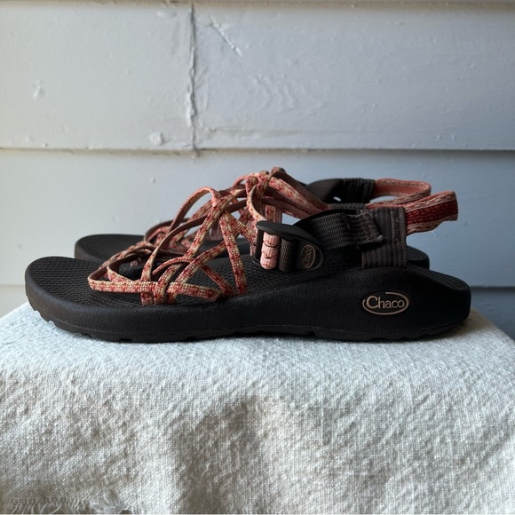 Chaco Women's Double Strap Strappy Sandals - Black and Coral - Picture 2 of 11